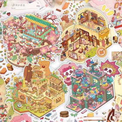 Whimsical Dream 3D Sticker | 4 Cute Miniature Scenes