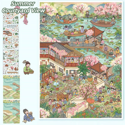 Summer Breeze 3D Sticker | 2 Cute Miniature Scenes