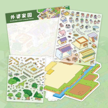 Grandma's Home 3D Sticker | 2 Cute Miniature Scenes