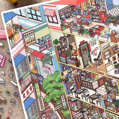 Huge Corners 3D Sticker | 2 Cute Miniature Scenes