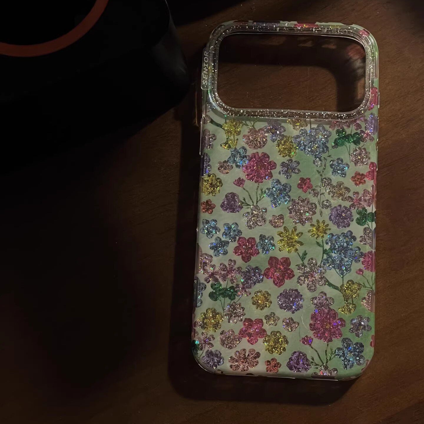 Glitter Gilt Flowers Acrylic Phone Case