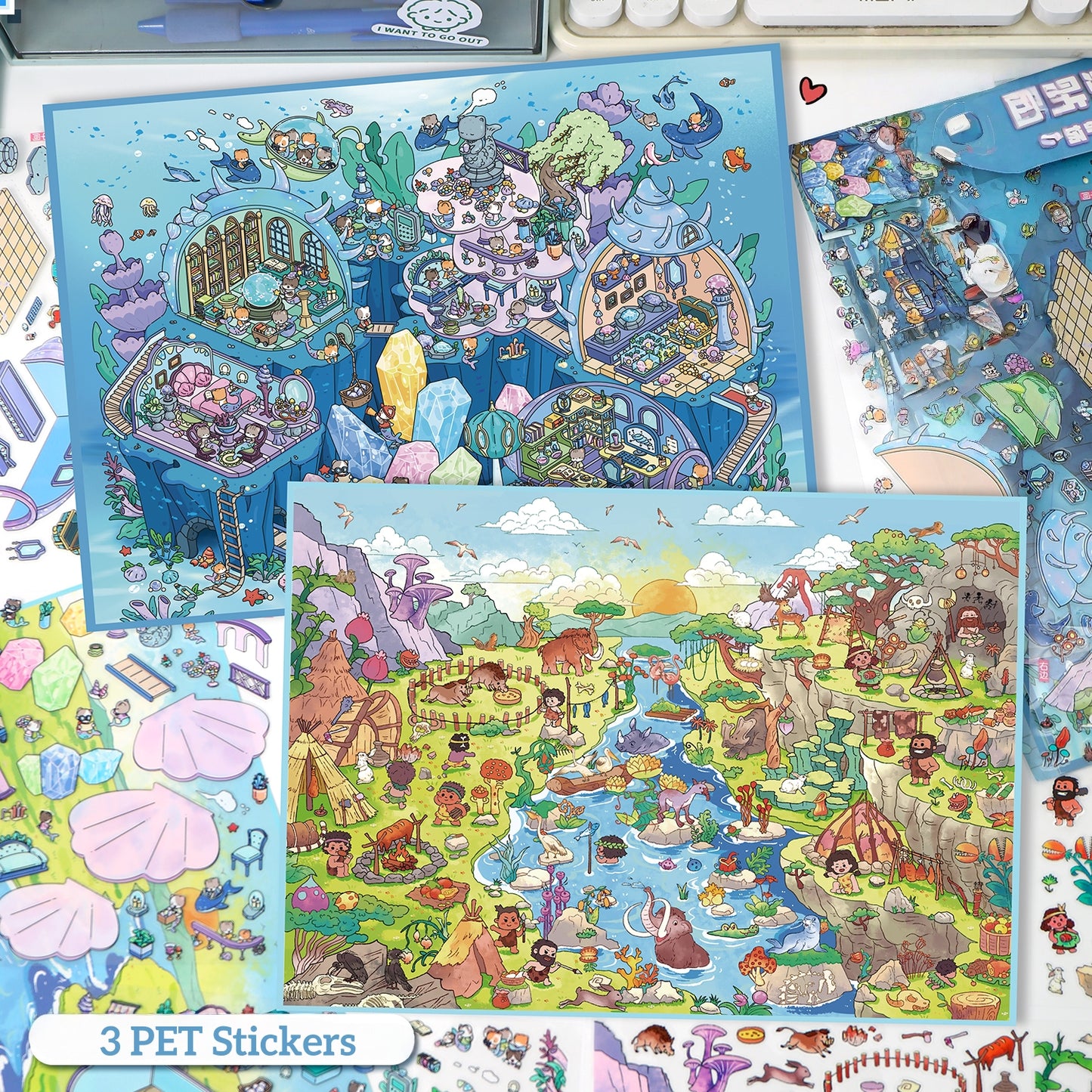 Whimsical Life 3D Sticker | 2 Cute Miniature Scenes