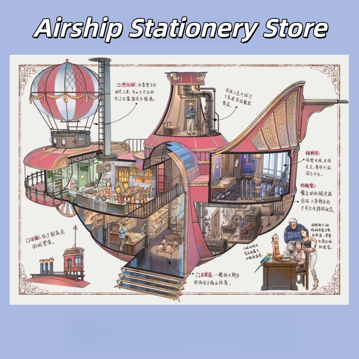 Architect's Draft 3D Sticker | 3 Cute Miniature Scenes