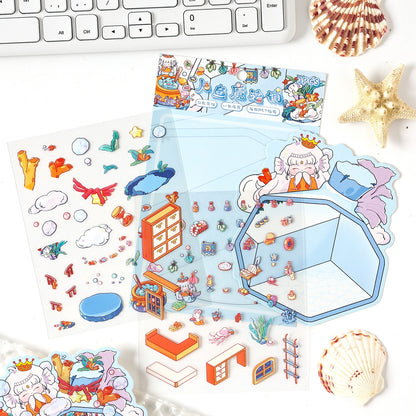 Rainbow Planet 3D Sticker | 4 Cute Miniature Scenes