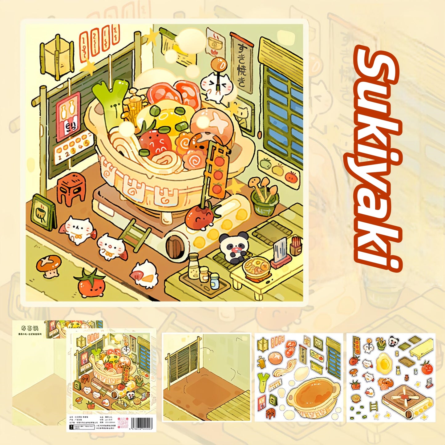 Japan Flavor 3D Sticker | 3 Cute Miniature Scenes