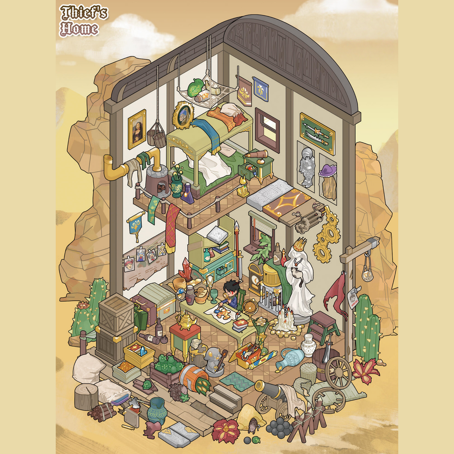 RPG Homes 3D Sticker | 4 Cute Miniature Scenes