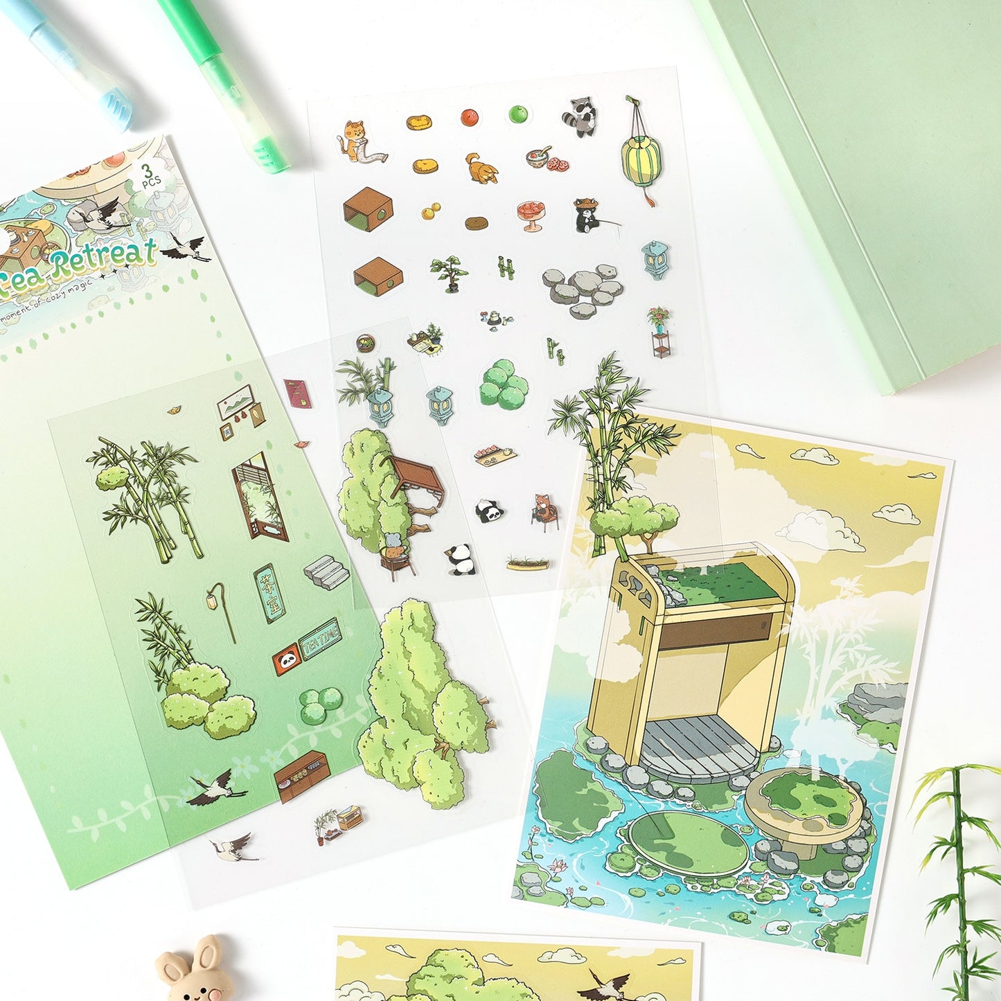 Holiday life 3D Sticker | 4 Cute Miniature Scenes