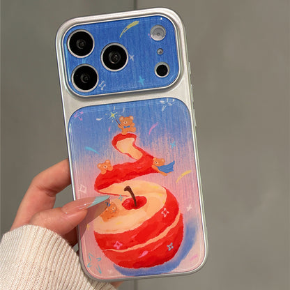 Powder Blue Gradient Red Apple Bear Acrylic Phone Case