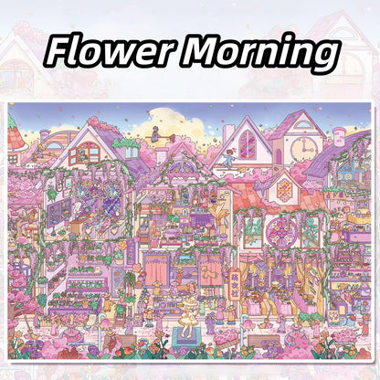 Four Seasons in Mistveil Town 3D Sticker | 4 Cute Miniature Scenes