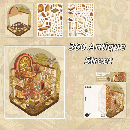 Scenic Towns 3D Sticker | 4 Cute Miniature Scenes