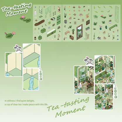 Bamboo & Lotus Serenity Teahouse 3D Sticker
