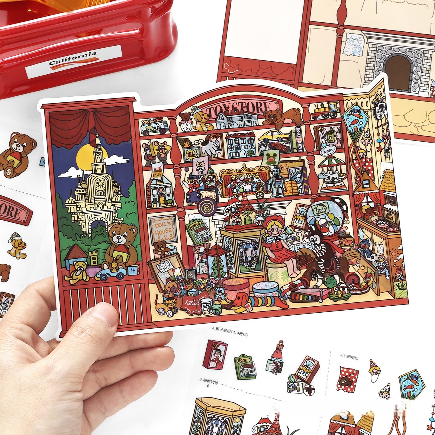 Little Stores 3D Sticker | 4 Cute Miniature Scenes
