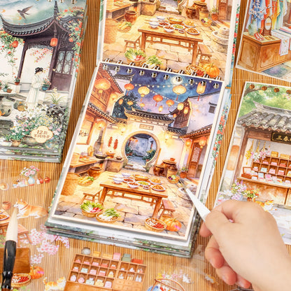 Four Seasons in the Quiet Courtyard 3D Sticker Book