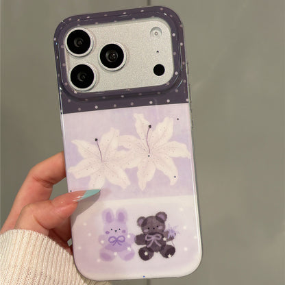 Cartoon Bear Rabbit Lily Acrylic Phone Case