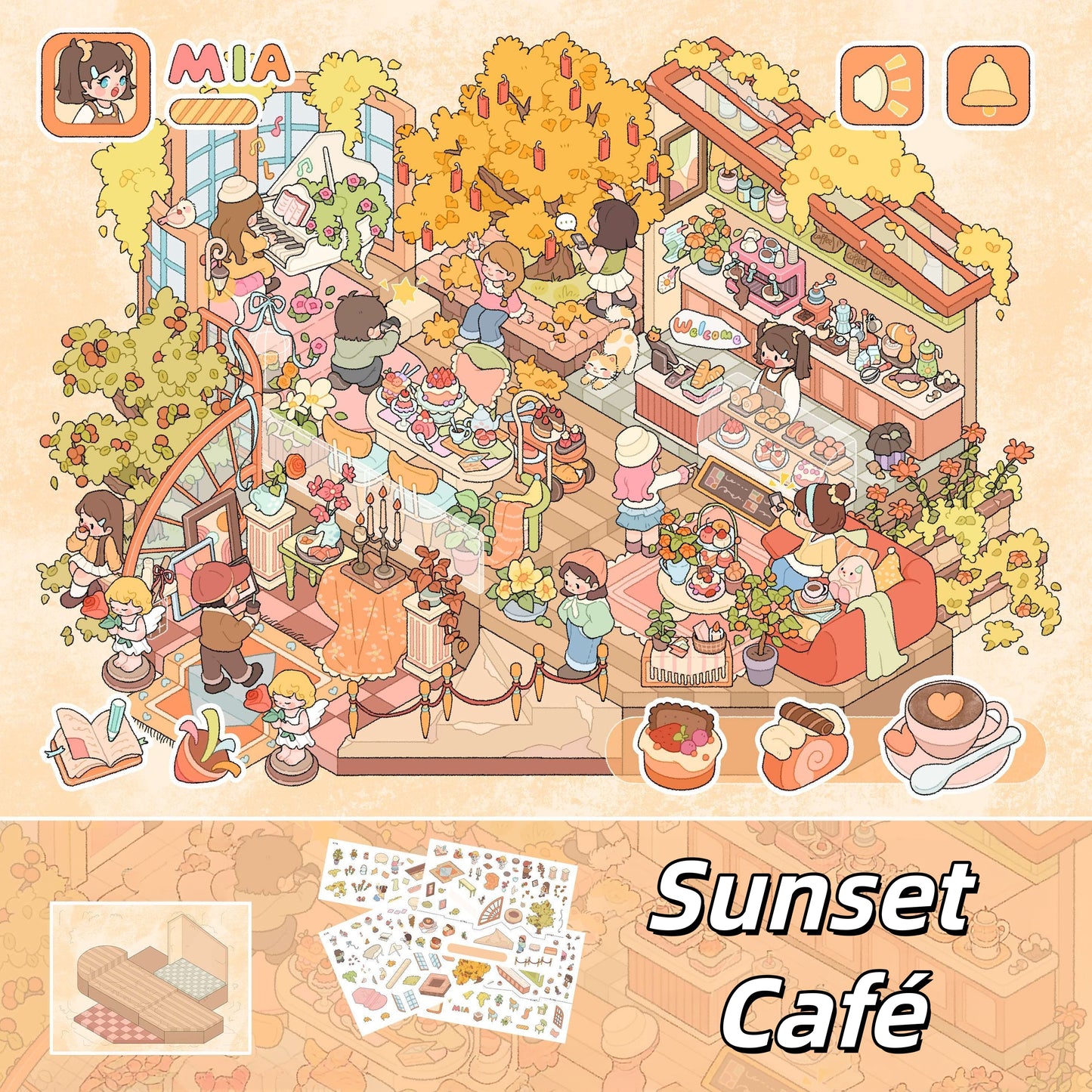 Sunrise to Sunset 3D Sticker | 6 Cute Miniature Scenes