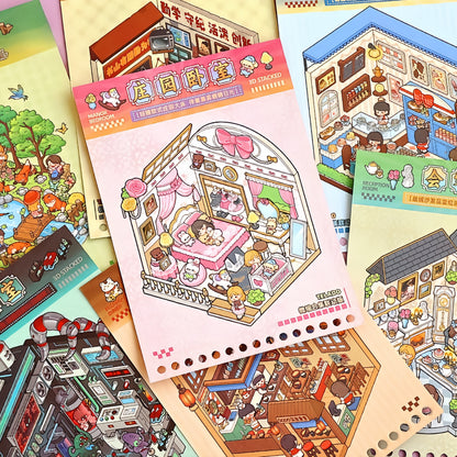 Cartoon Cottage 3D Sticker Book