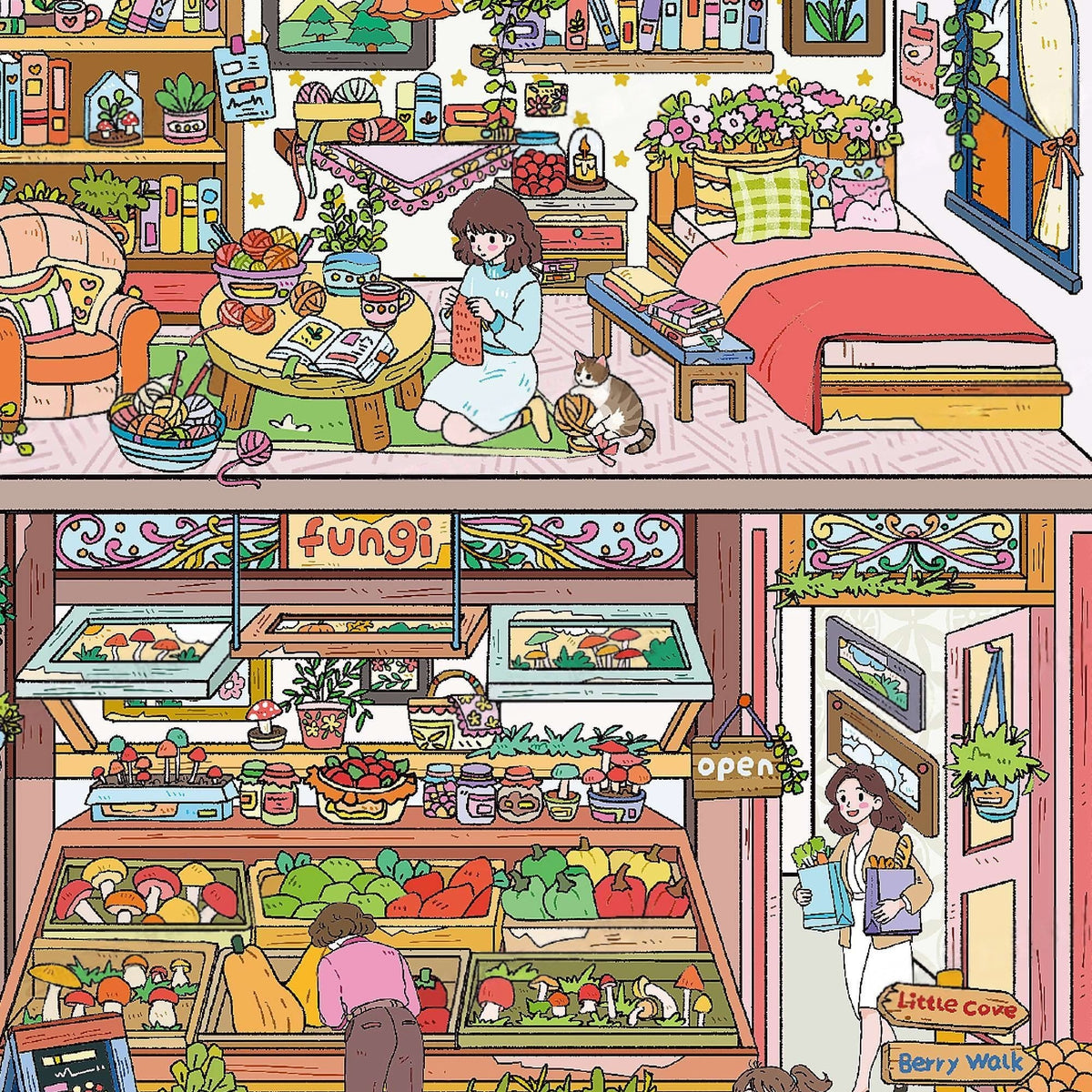 A Year in the Rental 3D Sticker | 2 Cute Miniature Scenes