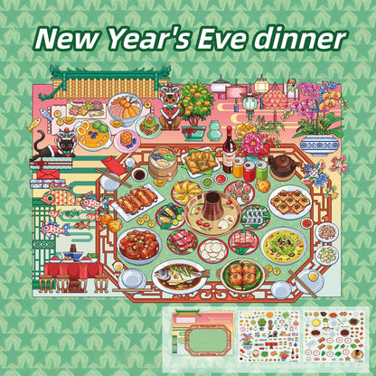 Pixel New Year 3D Sticker | 3 Cute Miniature Scenes