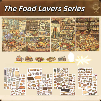 The Food Lovers Series 3D Sticker | 4 Cute Miniature Scenes