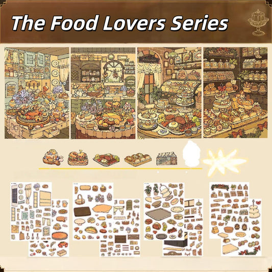 The Food Lovers Series 3D Sticker | 4 Cute Miniature Scenes