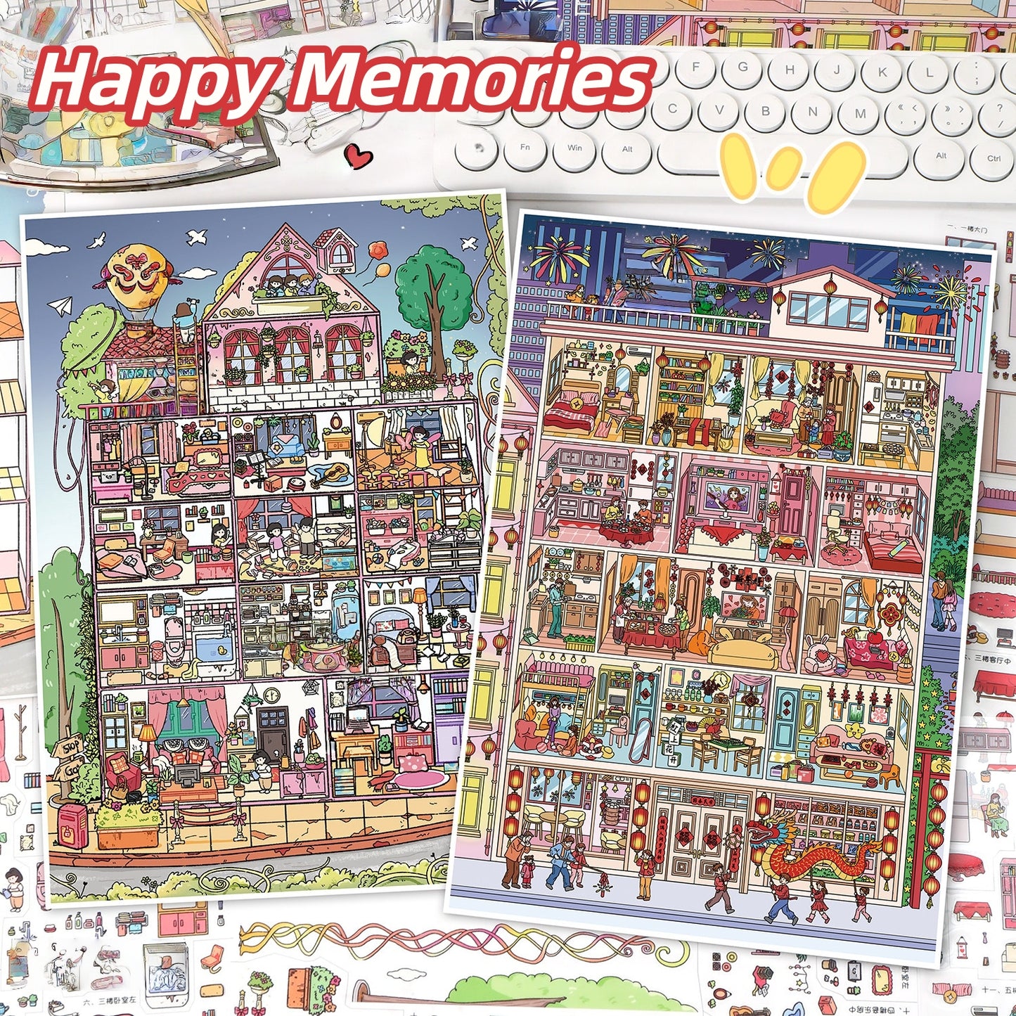 Happy Memories 3D Sticker | 2 Cute Miniature Scenes