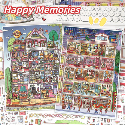 Happy Memories 3D Sticker | 2 Cute Miniature Scenes
