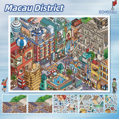 Chinese Cities 3D Sticker | 2 Cute Miniature Scenes