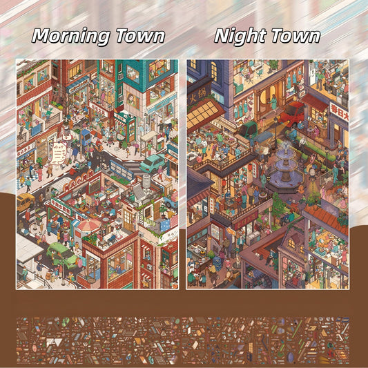 Day & Night 3D Sticker | 2 Cute Miniature Scenes