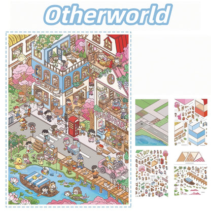 Dream Town 3D Sticker | 4 Cute Miniature Scenes