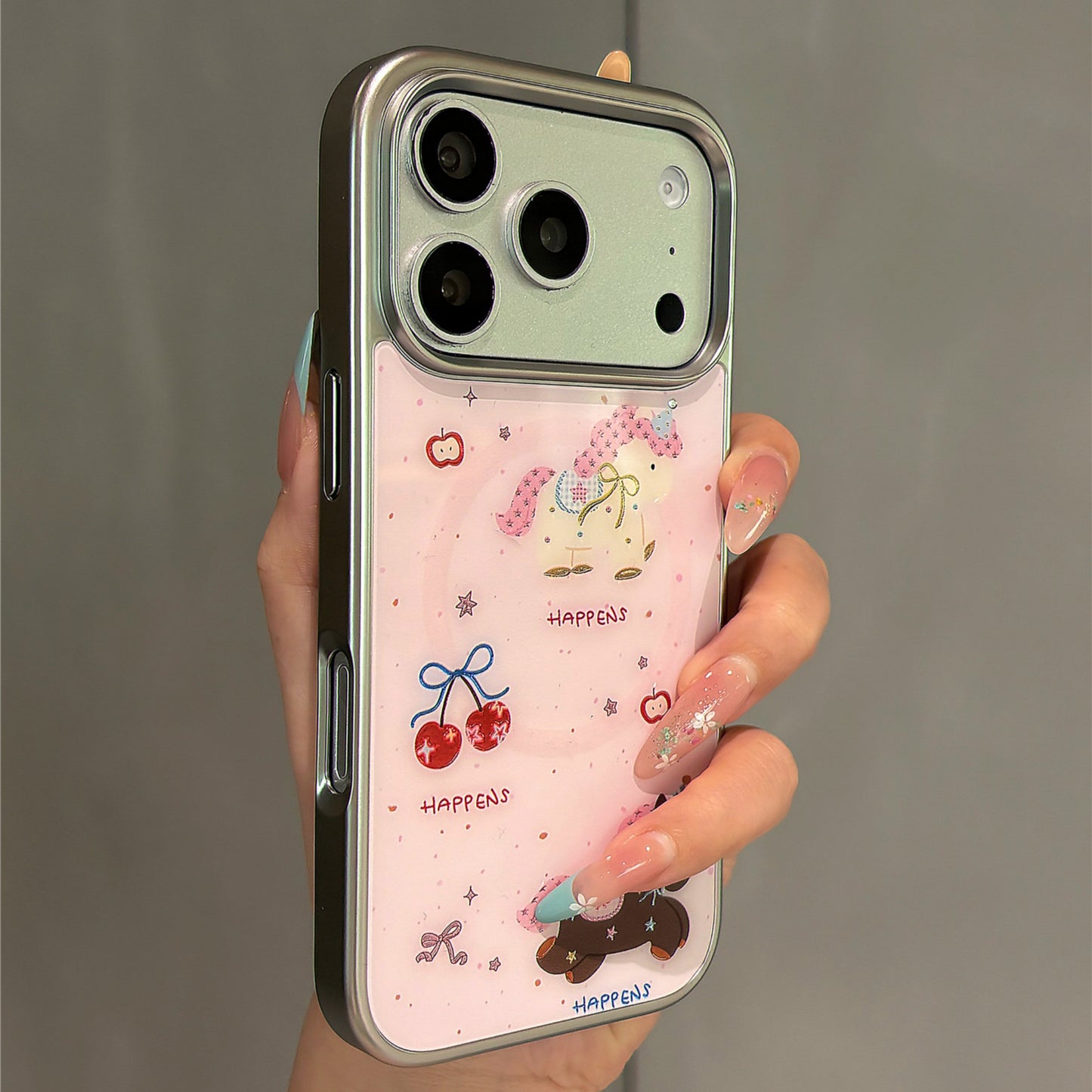 Cherry Pony Gilt Magnetic Stand Acrylic Phone Case