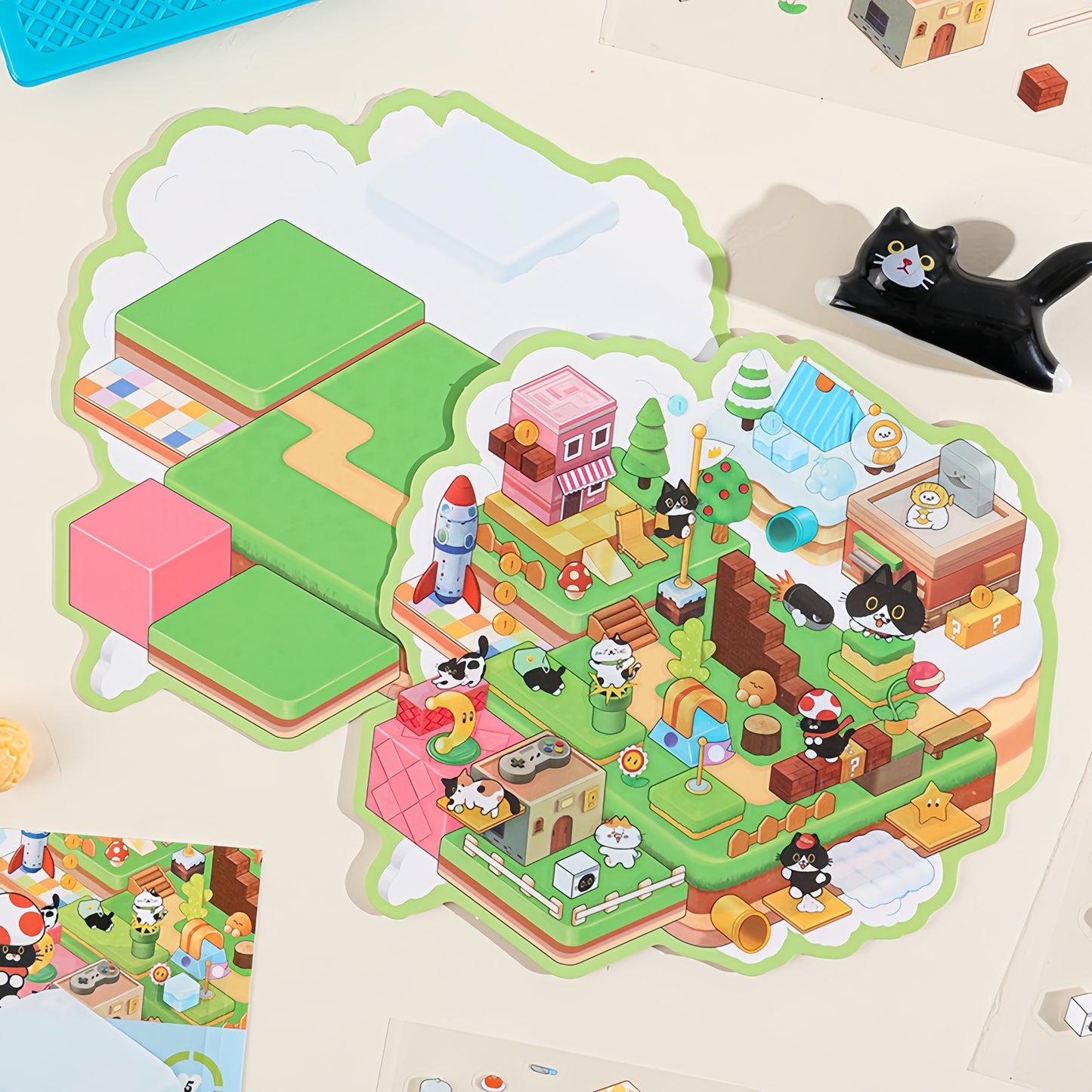Cow Cat‘s Fun Daily 3D Sticker | 4 Cute Miniature Scenes