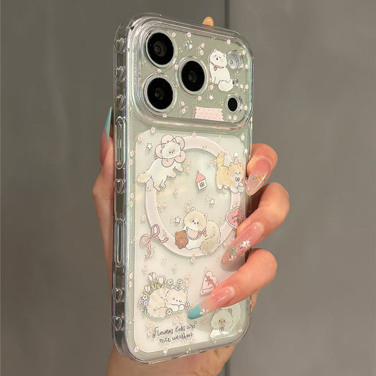Flower Cat Magnetic Stand Acrylic Phone Case