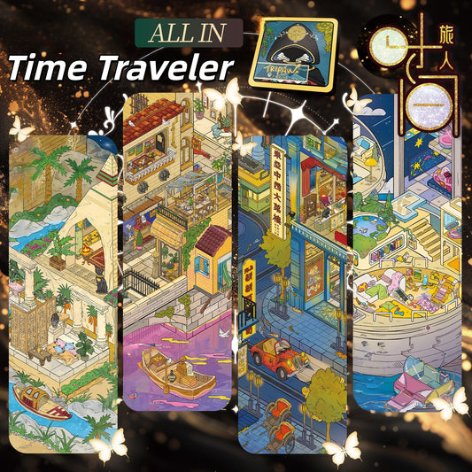 Time Traveler 3D Sticker | 4 Cute Miniature Scenes