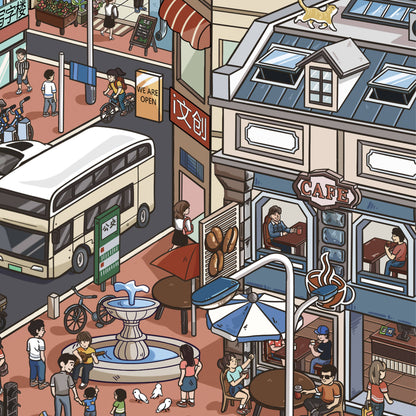 Chinese Metropolises 3D Sticker | 2 Cute Miniature Scenes