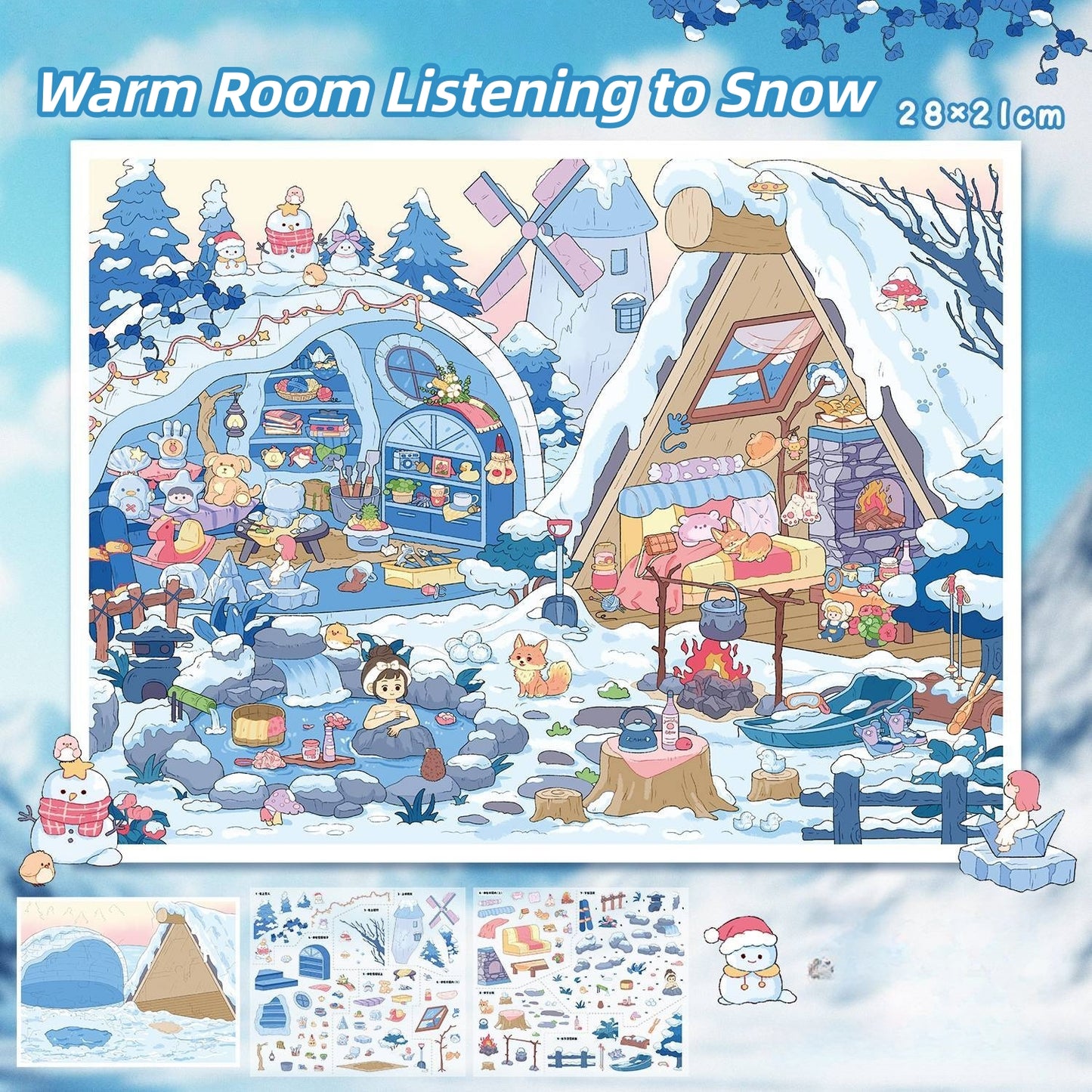 Four Season House 3D Sticker | 4 Cute Miniature Scenes