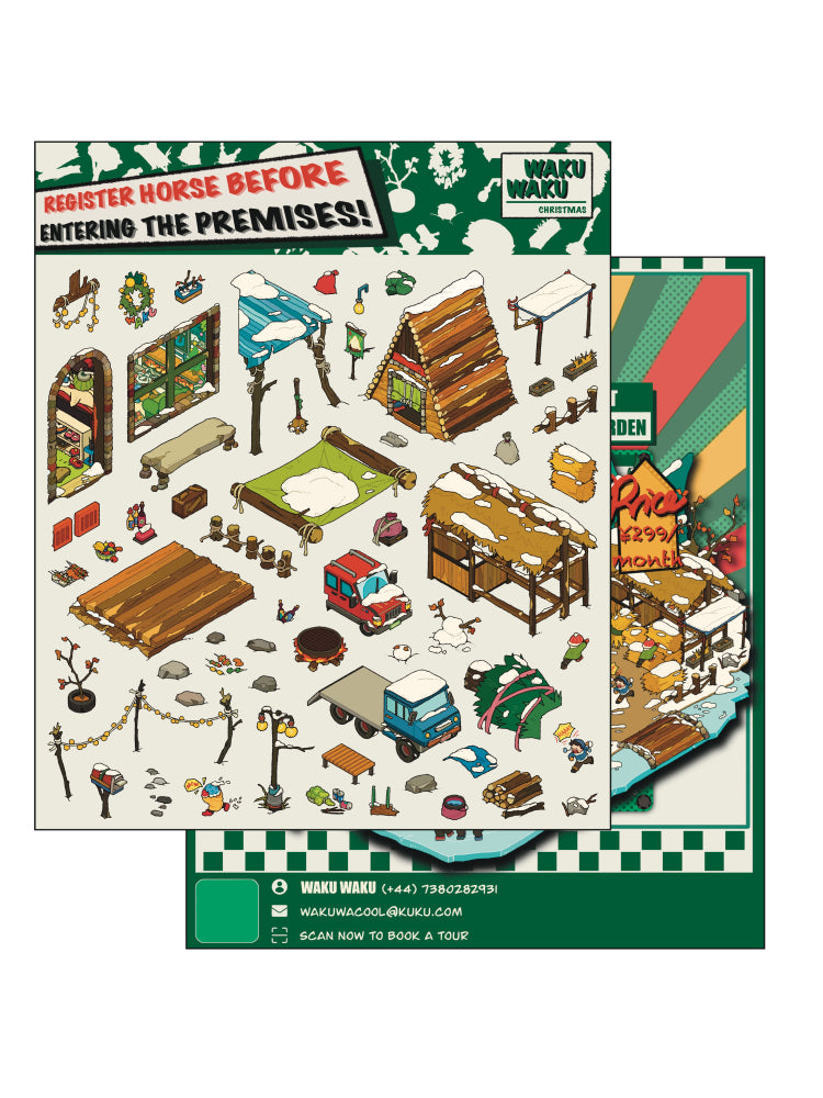 Merry Christmas 3D Sticker | 3 Cute Miniature Scenes