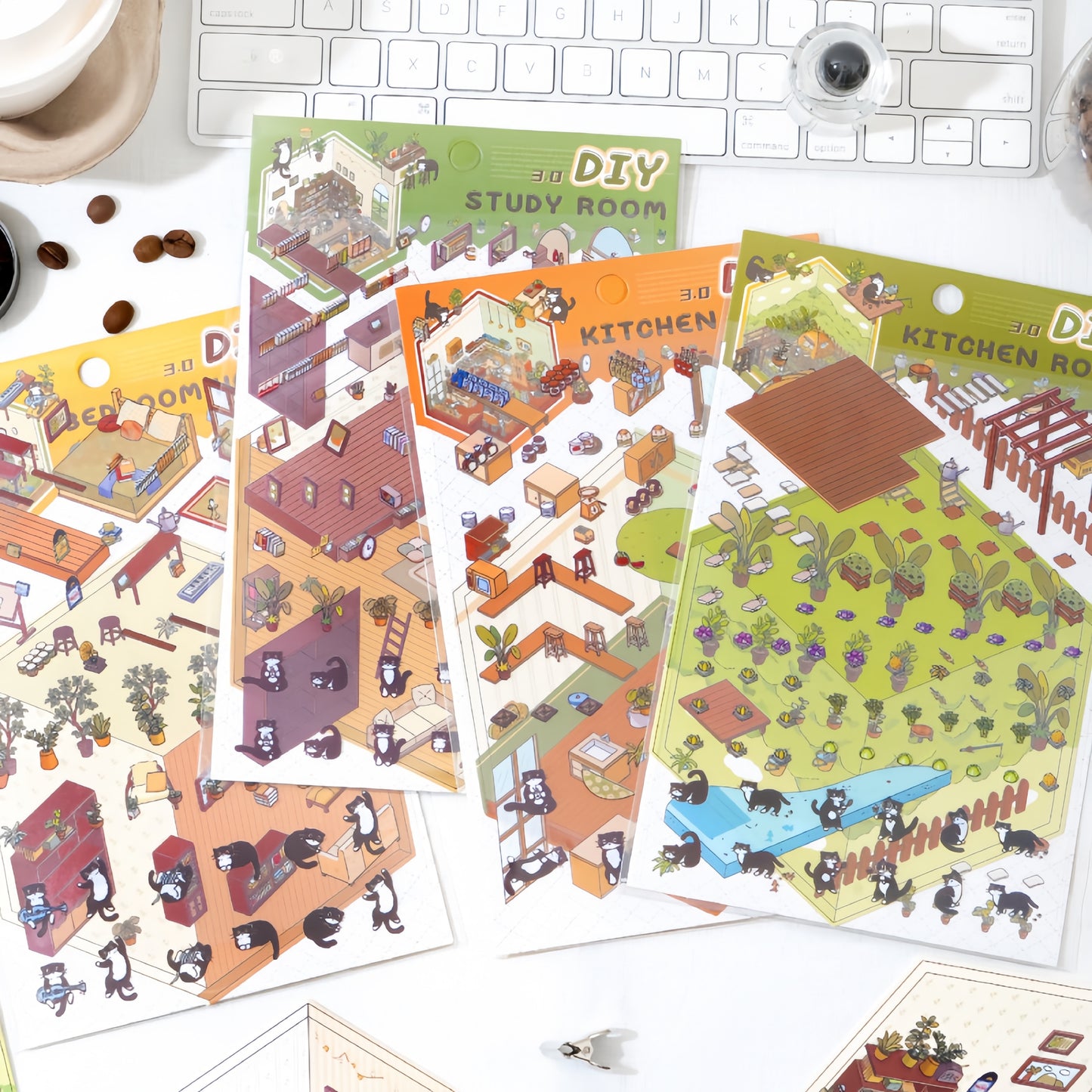 My House 3D Sticker | 4 Cute Miniature Scenes