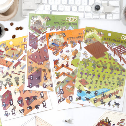 My House 3D Sticker | 4 Cute Miniature Scenes
