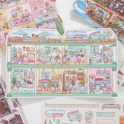 Fantasy Buildings 3D Sticker | 4 Cute Miniature Scenes