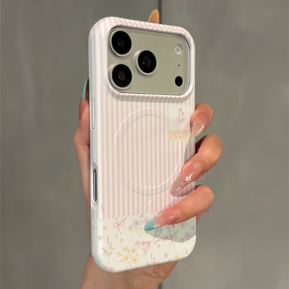 Pearl Flower Magnetic Stand Film Phone Case