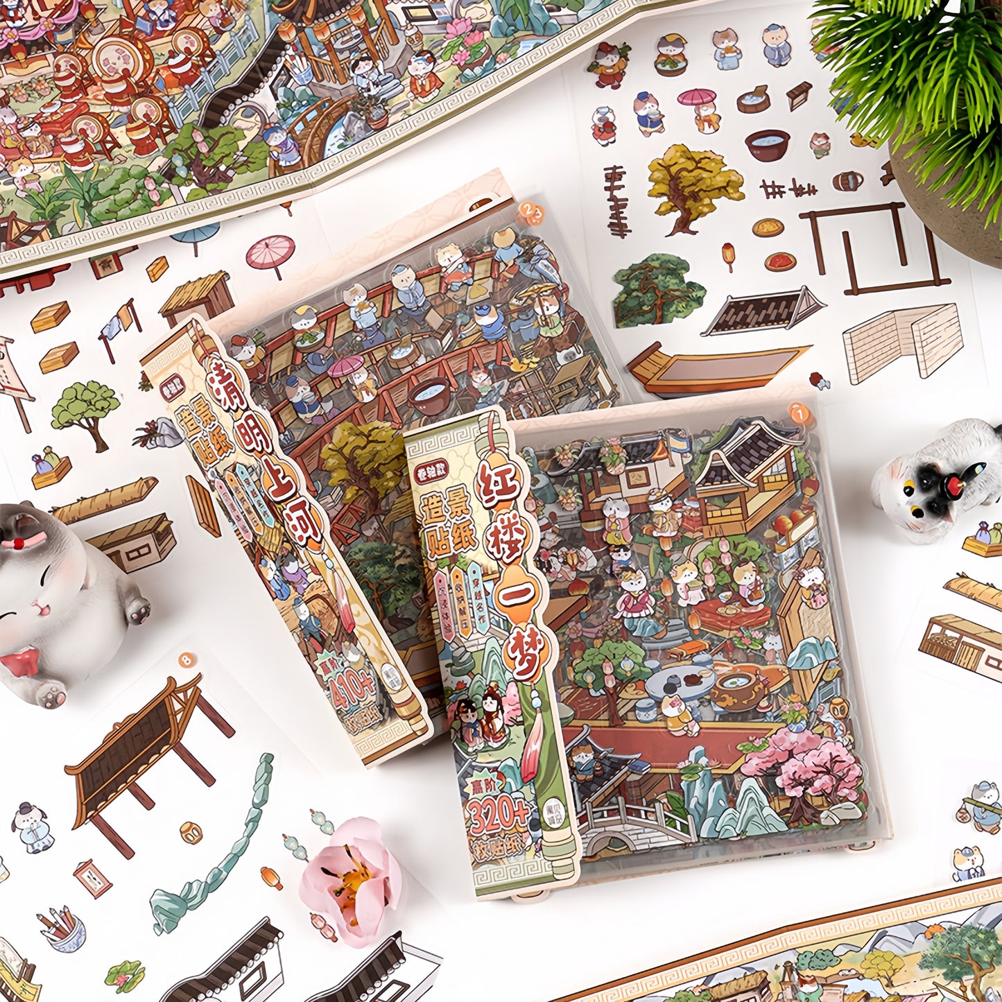 Dual Epics of Civilization 3D Sticker | 2 Cute Miniature Scenes