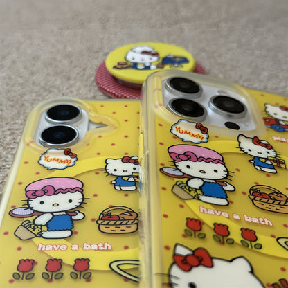 Yellow Polka Dot Sweet Chef Cat Acrylic Phone Case