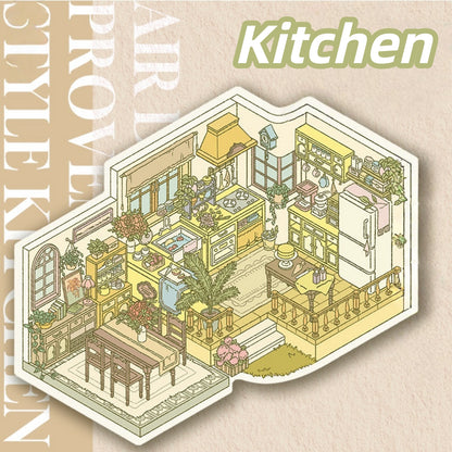 European Room 3D Sticker | 3 Cute Miniature Scenes