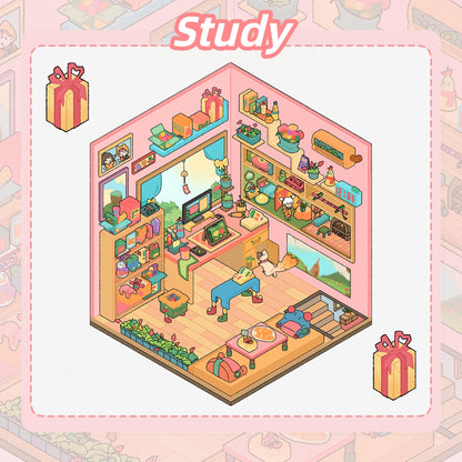 Dream Home 3D Sticker | 4 Cute Miniature Scenes