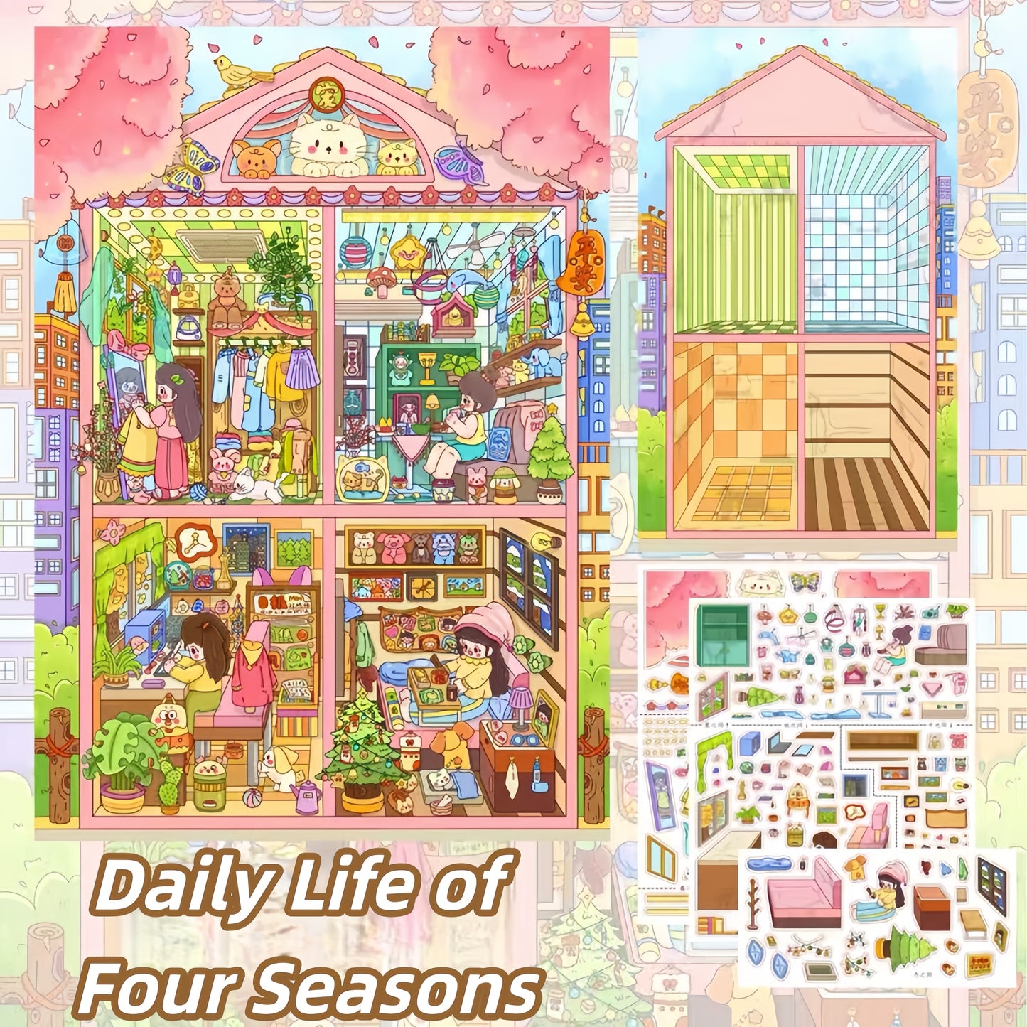 Cubicle Room 3D Sticker | 2 Cute Miniature Scenes