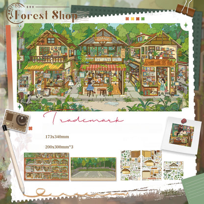 Street Market 3D Sticker | 2 Cute Miniature Scenes