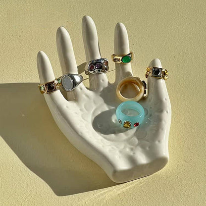 Palm-Shaped Ceramic Ring Display Holder