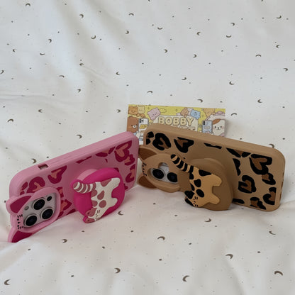 Anime Leopard Pattern Kitty Silicone Phone Case