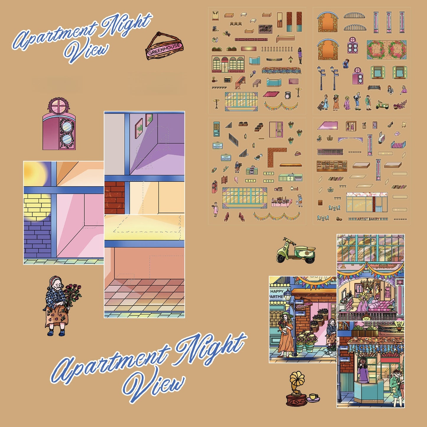 Apartment Night View 3D Sticker