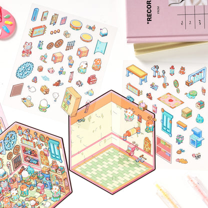 Explorer’s Atlas 3D Sticker | 4 Cute Miniature Scenes
